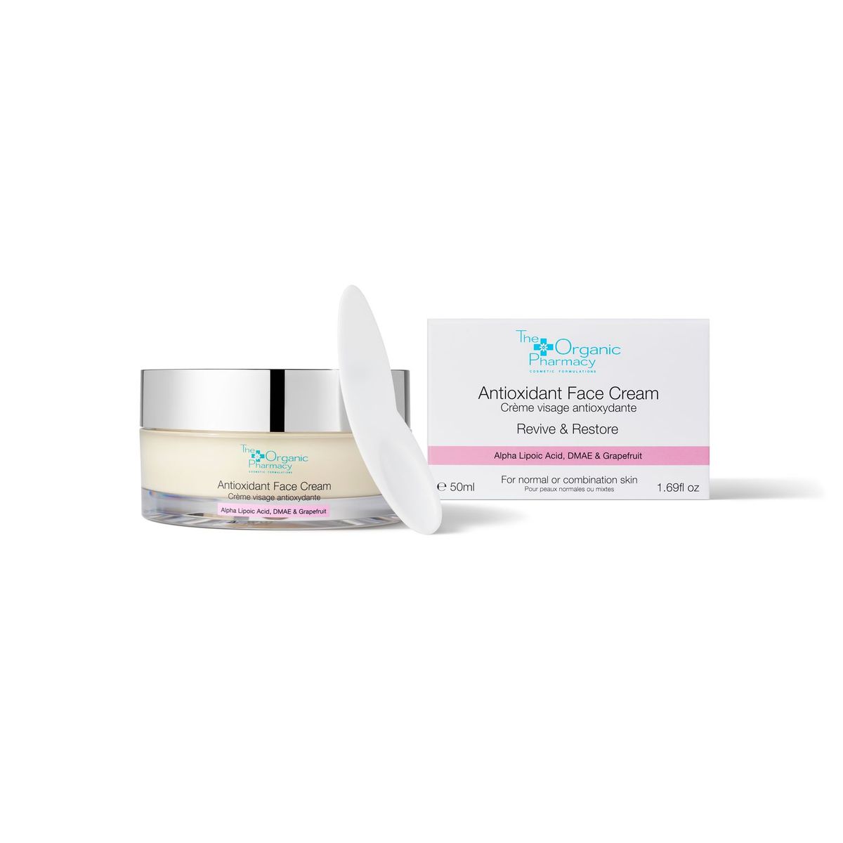 Envase del producto Antioxidant Face Cream, crema antioxidante para el cuidado facial